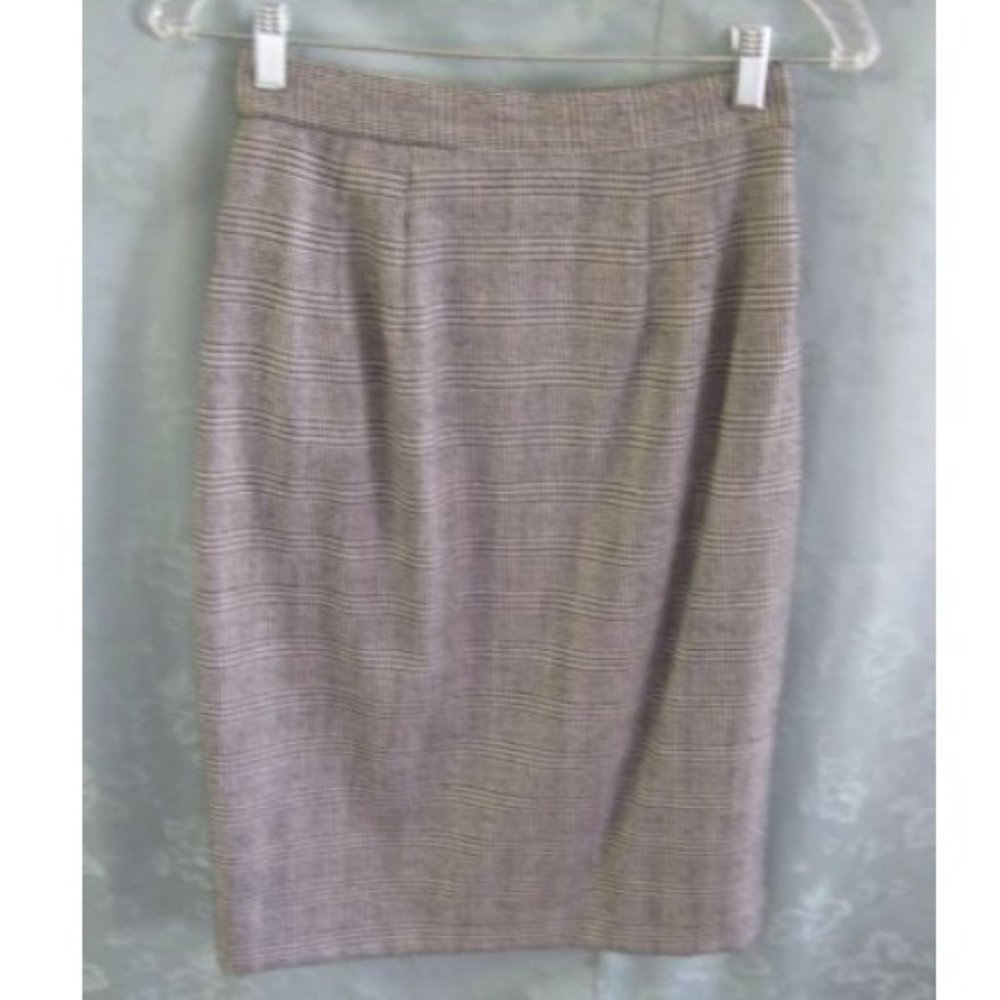 90's Laura Leigh Wool Blend Plaid Career Skirt